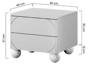 Szafka nocna z dwoma szufladami Sonatia II na nogach kulach 45 cm - oliwka