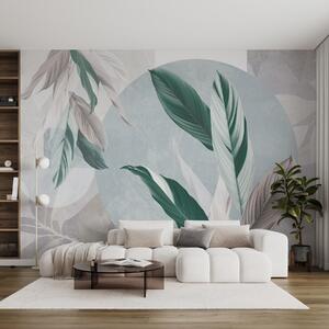 Fototapety Nowoczesna i abstrakcyjna geometryczna kompozycja teksturowa ze szczegółowymi liśćmi w odcieniach, Fototapety Natura, w08741v1 : Uwalls.pl