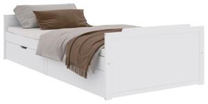 Rama łóżka z szufladami, biała, drewno sosnowe, 90 x 200 cm