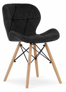 EMWOmeble Krzesła welurowe LAGO 3372 czarne, nogi drewniane / 4 sztuki