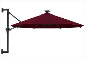 Burgundowy parasol ścienny z LED - Shade
