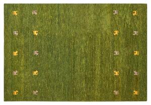 Ręcznie tkany dywan wełniany do salonu zielony motyw westernowy 140 x 200 cm Yulafi Beliani