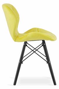 MebleMWM Krzesła welurowe LAGO 3747 żółte, nogi czarne / 4 sztuki