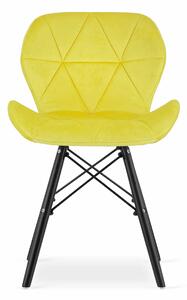 EMWOmeble Krzesła welurowe LAGO 3747 żółte, nogi czarne / 4 sztuki