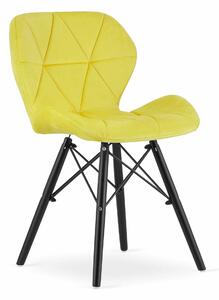 EMWOmeble Krzesła welurowe LAGO 3747 żółte, nogi czarne / 4 sztuki