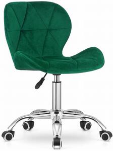 Zielony aksamitny pikowany fotel biurowy - Renes 4X