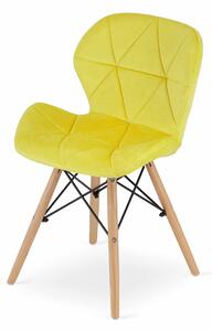 EMWOmeble Krzesła welurowe LAGO 3369 żółte, nogi drewniane / 4 sztuki