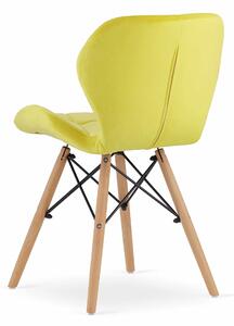 EMWOmeble Krzesła welurowe LAGO 3369 żółte, nogi drewniane / 4 sztuki