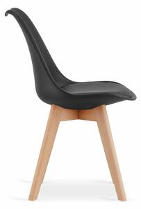 EMWOmeble Krzesła skandynawskie MARK 3319 czarne, nogi drewniane / 4 sztuki