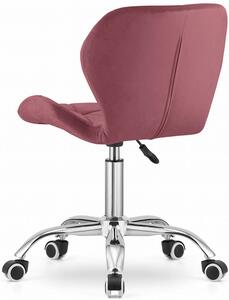 Welurowy pikowany fotel obrotowy ciemny róż - Renes 4X