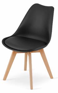 EMWOmeble Krzesła skandynawskie MARK 3319 czarne, nogi drewniane / 4 sztuki