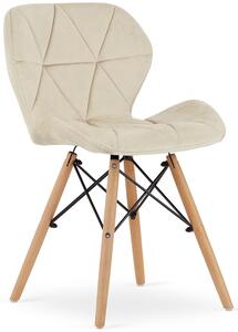 Beżowe krzesło aksamitne pikowane do stołu - Zeno 4X