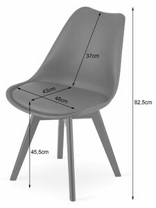 EMWOmeble Krzesła MARK 3754 szare, nogi czarne / 4 sztuki