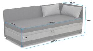 Tapczan łóżko jednoosobowe z pojemnikiem Hirek 80x180 Miętowy/Szary