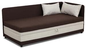 Tapczan łóżko jednoosobowe z pojemnikiem Hirek 80x180 Brązowe/Ecru