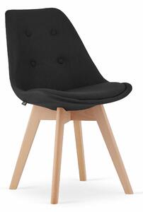 EMWOmeble Krzesła NORI 3400 czarny materiał + guziki, nogi drewniane / 4 sztuki