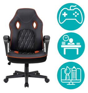 Krzesło gamingowe z pikowanym oparciem, pomarańczowy