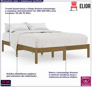 Małżeńskie drewniane łóżko miodowy brąz 140x200 cm - Vilmo 5X