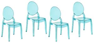 Zestaw 4 krzeseł do jadalni nowoczesne akrylowe transparentne niebieskie Merton Beliani