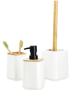 Zestaw Carrara Dozownik na mydło + Kubek łazienkowy + Szczotka WC, biały
