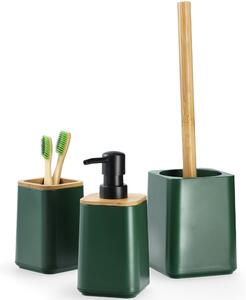 Zestaw Carrara Dozownik na mydło + Kubek łazienkowy + Szczotka WC, zielony