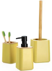 Zestaw Carrara Dozownik na mydło + Kubek łazienkowy + Szczotka WC, żółty