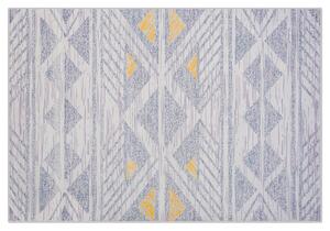Prostokątny dywan z geometrycznym wzorem w romby 140 x 200 cm szaro-żółty Kargi Beliani