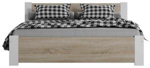 Łóżko DMD3 160x200 Białe + dąb sonoma z materacem i szufladą