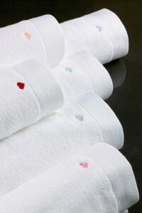 Ręcznik 50x100 cm MICRO LOVE Biały / liliowe serduszka