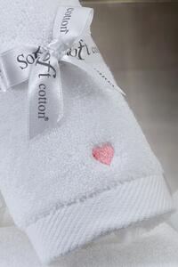 Zestaw podarunkowy małych ręczników MICRO LOVE, 3 szt Biały / liliowe serduszka