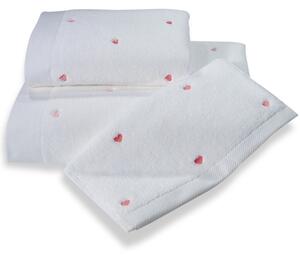 Zestaw podarunkowy małych ręczników MICRO LOVE, 3 szt Biały / różowe serduszka