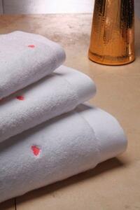 Mały ręcznik MICRO LOVE 30x50cm Biały / liliowe serduszka