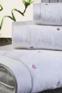Mały ręcznik MICRO LOVE 30x50cm Biały / różowe serduszka