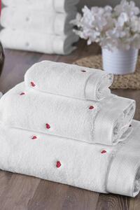 Zestaw podarunkowy ręczników MICRO LOVE, 3 szt Biały / czerwone serduszka