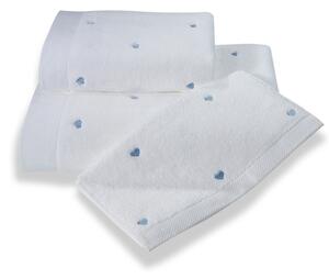 Ręcznik kąpielowy MICRO LOVE 75x150cm Biały / niebieskie serduszka