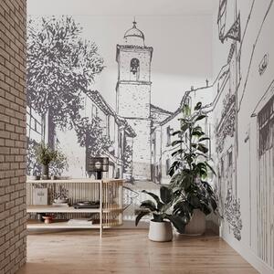 Fototapety Ulica miasta, piękna architektura, budynki, śródziemnomorski, rysunek linii, beżowy kolor, Fototapety Vintage, w03345v1 : Uwalls.pl