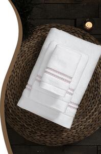 Ręcznik kąpielowy CHAINE 75 X 150 cm Biały / beżowy haft
