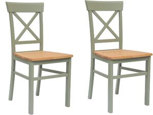Drewniane krzesła w kolorze oliwkowa zieleń/dąb - 2 sztuki
