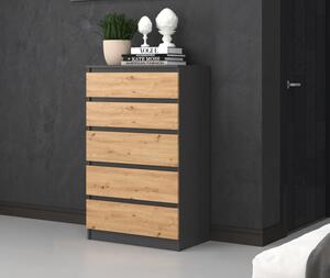 Wysoka komoda z szufladami antracyt z artisanem | Umeblowana.com