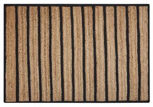 Rustykalny dywan z juty prostokątny niskie włosie 140 x 200 cm czarno-beżowy Karadona Beliani