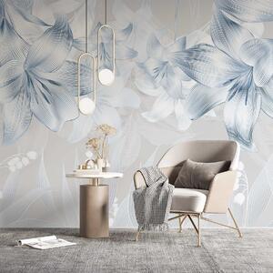 Fototapety Niebieskie lilie z misternymi detalami, elegancka kompozycja kwiatowa, neutralna paleta kolorów, Fototapety Kwiaty, w08912v1 : Uwalls.pl