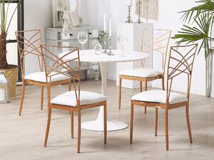 Zestaw 2 krzeseł do jadalni metalowe z siedzenie białe ekoskóra złote Girard Beliani