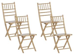 Zestaw 4 krzeseł drewnianych składanych bukowych złotych Machias Beliani
