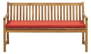 Klasyczna ławka ogrodowa drewniana 160 cm z poduszką czerwoną Vivara Beliani