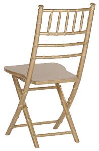 Zestaw 4 krzeseł drewnianych składanych bukowych złotych Machias Beliani