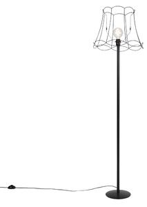 Czarna lampa stojąca z abażurem Granny Frame czarny 45 cm - Simplo
