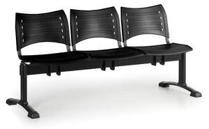 Ławka do poczekalni plastikowa VISIO, 3 siedzenia, czarny, czarne nogi