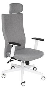 Krzesło Team Plus HD White - fotel biurowy, biały, tapicerowany, z zagłówkiem, wygodny
