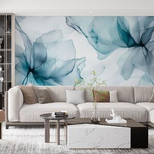 Fototapety Kwiaty w płynnym stylu, kwiatowa abstrakcja, akwarela, niebieska paleta kolorów , Fototapety Akwarele, w03406v2 : Uwalls.pl