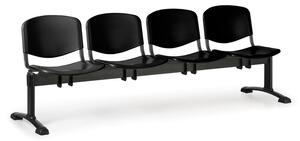 EUROSEAT Ławka do poczekalni plastikowa ISO, 4-siedziska, czarny, czarne nogi